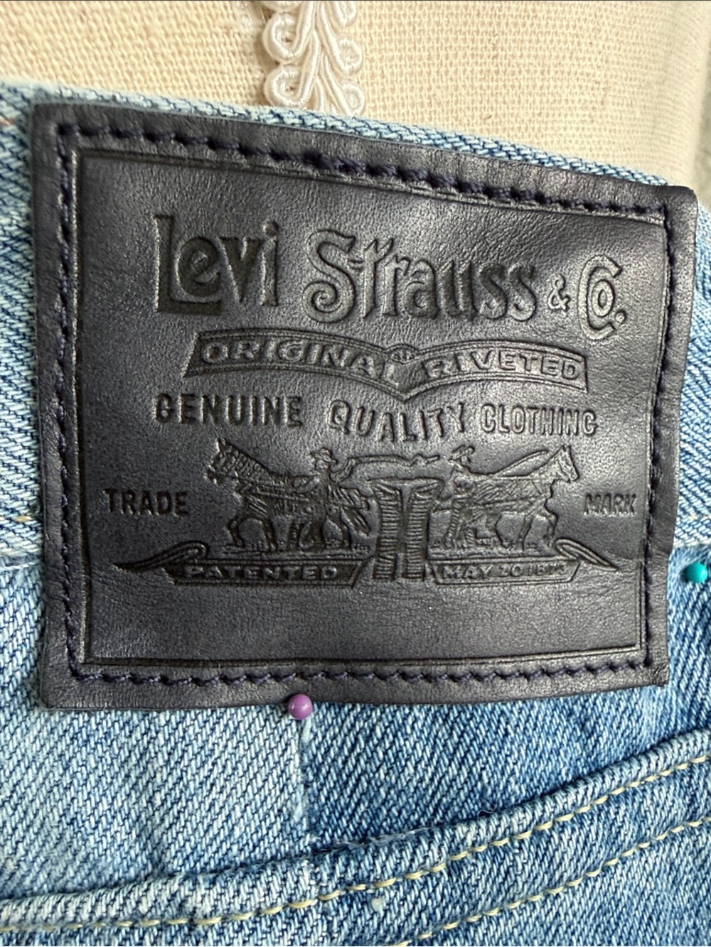 NWT Rare Levi's Premium Blue Tab Roper Extra Wide Leg Patchwork Jeans - Size 32 - Picture 7 of 14